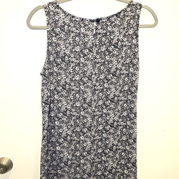 Vintage Jim Elliot Women's Floral Sleeveless Midi Dress Size 8 Navy White Rayon - Picture 8 of 10